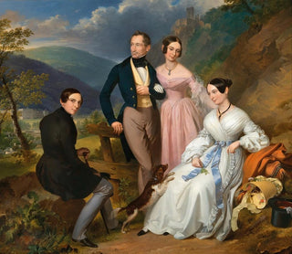 Leopold Fertbauer - A Family Portrait in front of the Weilburg in Baden.webp