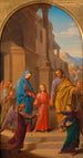 Marche de la Sainte Famille vers le Temple, esquisse pour un retable dans l'église paroissiale de Lichtental - Leopold Kupelwieser — visning af kunstværket