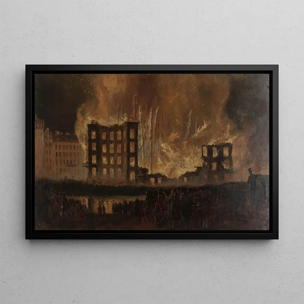L'incendie du théâtre Treumann le 9 juin 1863 - Leopold Munsch — indrammet kunstværk på væggen