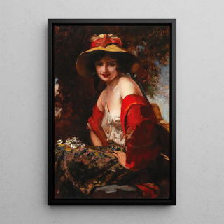 Leopold Schmutzler - A Young Lady With A Straw Hat.webp