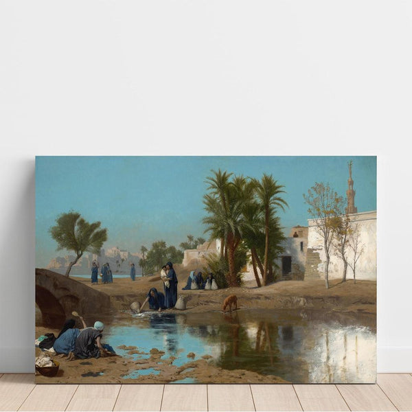 Reproduktion af maleriet af kvinderne fellahs, der henter vand - Jean-Léon Gérôme
