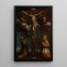 La Crucifixion med Saint François, en kardinal og to engle - Lombardisk skole — indrammet kunstværk på væggen