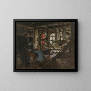 Lon Augustin Lhermitte - Figures In A Cottage Interior.webp