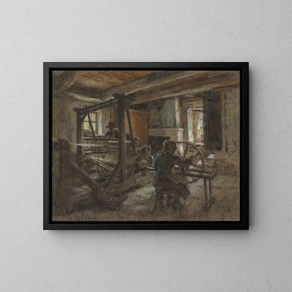 Le cottage des tisserands - Léon Augustin Lhermitte — indrammet kunstværk på væggen