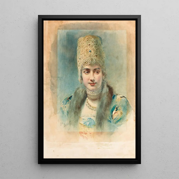 Lon Bakst - Girl Wearing a Kokoshnik and Pearl Choker.webp
