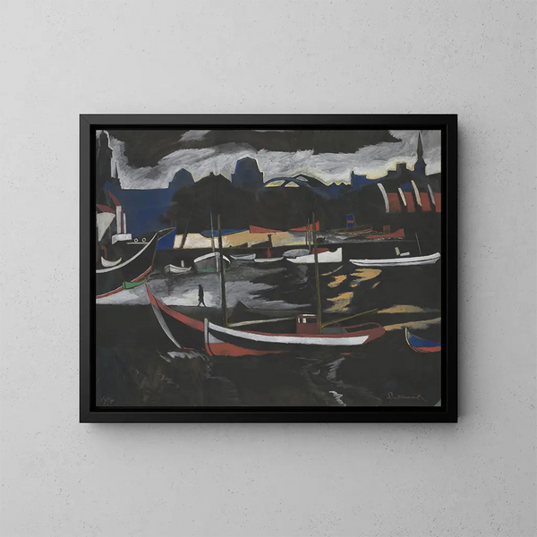 Les docks de commerce à Ostende - Léon Spilliaert — indrammet kunstværk på væggen