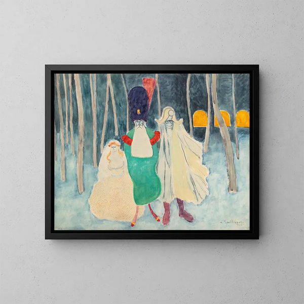 Mascarade Léopold II, Napoléon og blomsterpige - Léon Spilliaert — indrammet kunstværk på væggen
