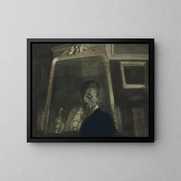 Selvportræt med spejl - Léon Spilliaert — indrammet kunstværk på væggen