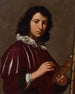 Portrait af en kunstner på mellemhøjde foran et staffeli - Lorenzo Lippi — visning af kunstværket