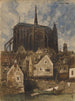 Udendørs maleri af en katedral - Louis-Adolphe Hervier — visning af kunstværket