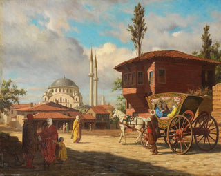 LouisEmile Pinel De Grandchamp - Figures outside the Eyp Sultan Mosque Istanbul.webp