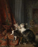 Indendørs med katte - Louis-Eugène Lambert — visning af kunstværket