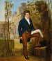 Portrait af Nicolas Pierre Tiolier 1784-1843 stående i haverne ved Villa Médicis - Louis-Vincent-Léon Pallière — visning af kunstværket