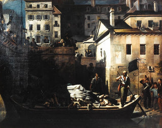 Louis Alexandre Pron - Transport de nuit au GrosCaillou des cadavres non reconnus  la morgue aprs les journes de juillet 1830 quai du MarchNeuf.webp