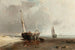 Bateaux de pêche sur le rivage à marée basse - Louis Bentabole — visning af kunstværket