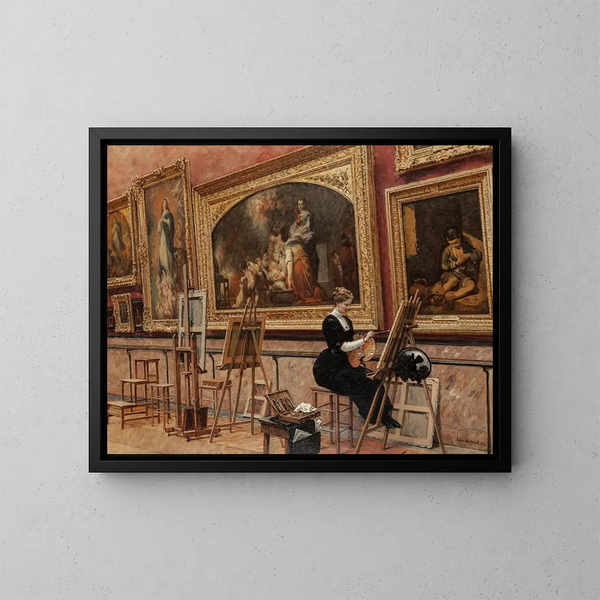 ved Louvre-museet, Murillo - Louis Broud — indrammet kunstværk på væggen