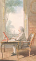 Étienne Laurault de Foncemagne maleri ved et skrivebord - Louis Carrogis Carmontelle — visning af kunstværket