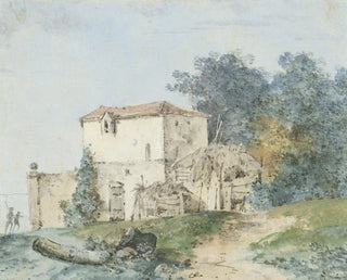 Maison de campagne dans un paysage - Louis Gabriel Moreau — visning af kunstværket