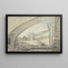 Vue sous un pont vers des terrasses og un escalier - Louis Gabriel Moreau — indrammet kunstværk på væggen