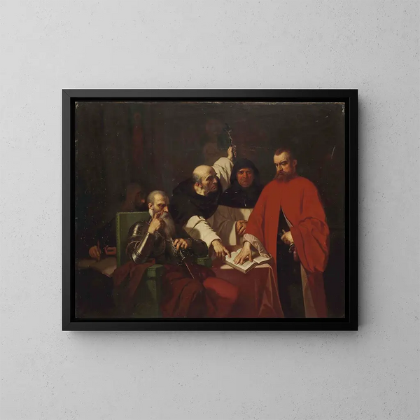 Louis Gallait | Maleri "Le serment de Vargas devant le duc d'Albe" — indrammet kunstværk på væggen