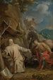 Saint Martin knælende foran en eremitisk munk - Louis Galloche — visning af kunstværket