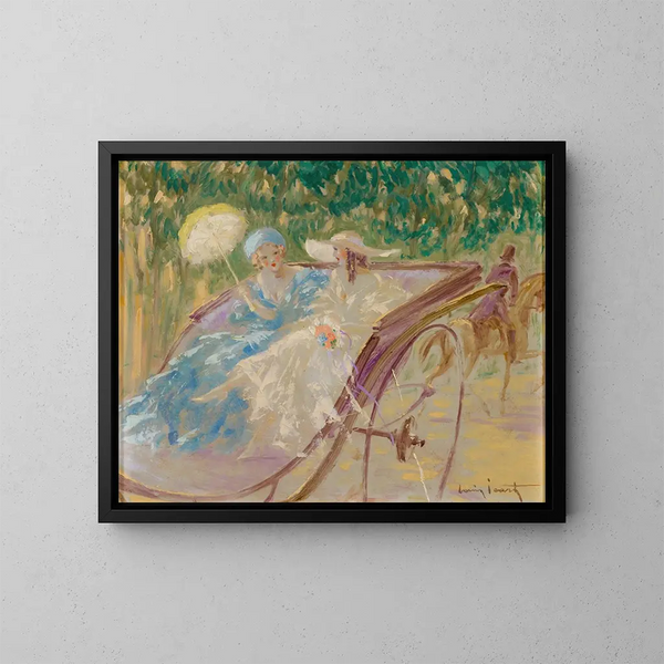 Deux elegante i kalksten - Louis Icart — indrammet kunstværk på væggen