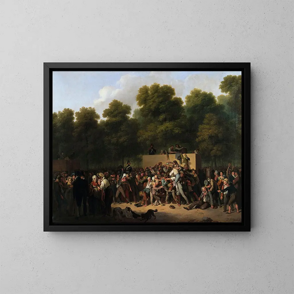 Distribution af vin og fødevarer ved Champs-Élysées ved kongens fest - Louis Léopold Boilly — indrammet kunstværk på væggen