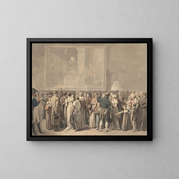 Det offentlige i Louvre-salonen, der beundrer maleriet af Kroningen - Louis Léopold Boilly — indrammet kunstværk på væggen