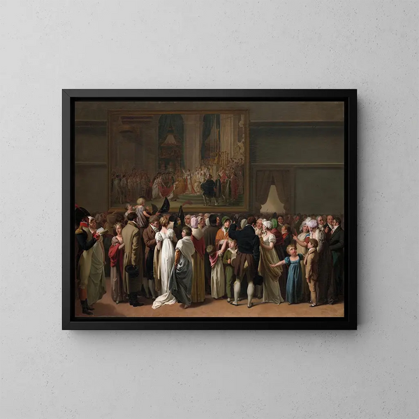 Louis Léopold Boillys maleri "Den offentlige visning af Davids kroning" på Louvre — indrammet kunstværk på væggen