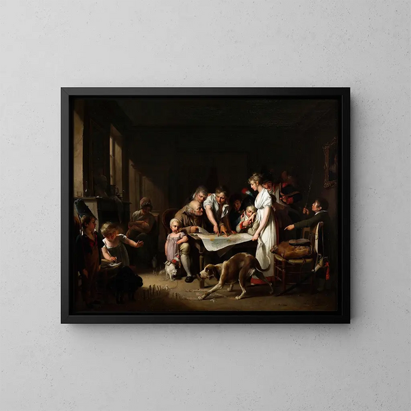 La lecture du bulletin de la Grande Armée - Louis Léopold Boilly — indrammet kunstværk på væggen