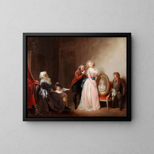 Kvinde der viser sit portræt - Louis Léopold Boilly — indrammet kunstværk på væggen