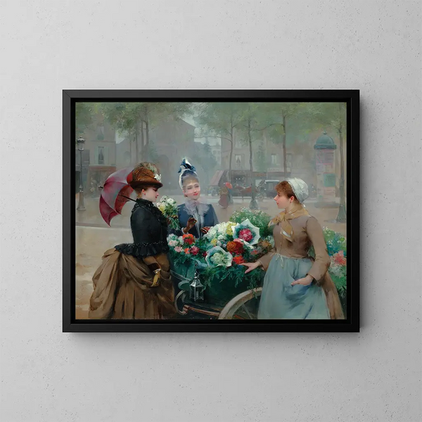 Le marché aux fleurs - Louis Marie de Schryver — indrammet kunstværk på væggen