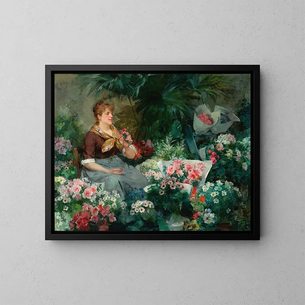 Le Vendeur de fleurs - Louis Marie de Schryver — indrammet kunstværk på væggen