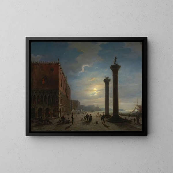 Venise ved måneskin - Louis Mecklenburg — indrammet kunstværk på væggen