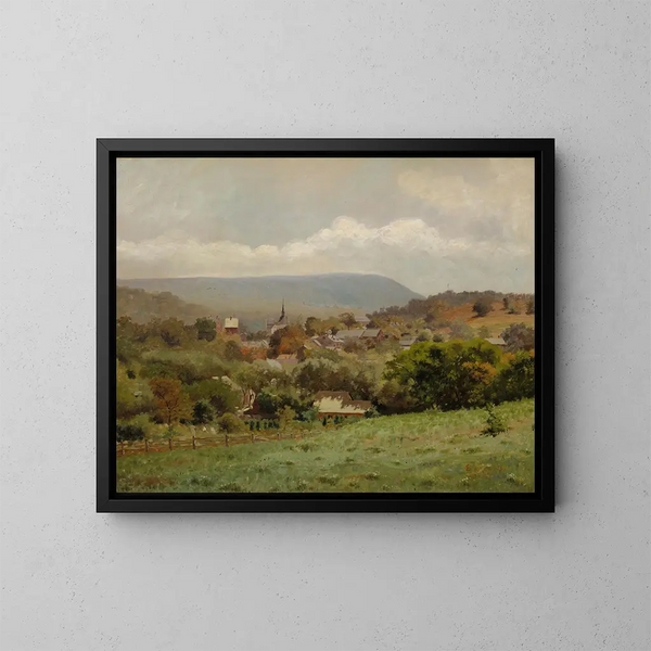 Village du Delaware Water Gap - Louis Michel Eilshemius — indrammet kunstværk på væggen