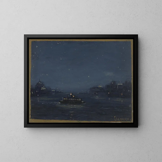 Ferryboat de nuit - Louis Michel Eilshemius — indrammet kunstværk på væggen