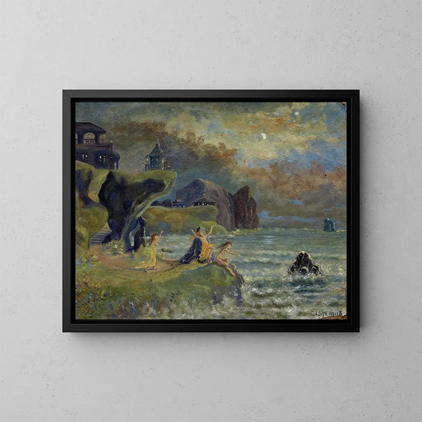 Sirènes de la mer - Louis Michel Eilshemius — indrammet kunstværk på væggen