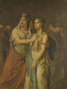 maleriet "Les actrices Joanna Cornelia Ziesenis Wattier 1762-1827 og Geertruida Jacoba Grevelink Hilverdink 1786-1827 i Iphigénie 1674 af Jean Racine 1639-99 - Louis Moritz — visning af kunstværket