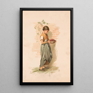 Louis Prang - Study Girl carrying dish of berries.webp