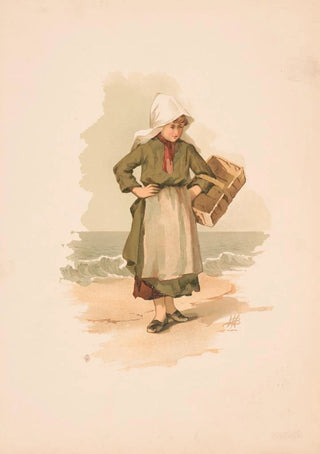 Louis Prang - Study Girl with basket on the beach.webp