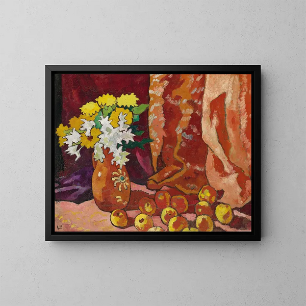 Bouquet de la cruche marron et aux pommes - Louis Valtat — indrammet kunstværk på væggen