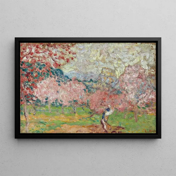 med kirsebærblomster i Cagnes - Louis Valtat — indrammet kunstværk på væggen