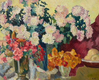 Louis Valtat - Trois vases de fleurs assiette de pommes.webp