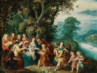 Louis de Caullery - The Holy Family with musicmaking angels in a landscape.webp