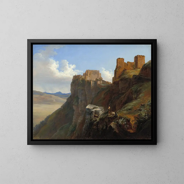 Vue du Castello di San Giuliano près de Trapani, Sicilien - Louise-Joséphine Sarazin de Belmont — indrammet kunstværk på væggen