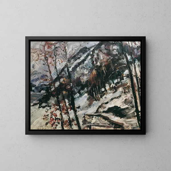 Le hertugdømme ved Walchensee i sneen - Lovis Corinth — indrammet kunstværk på væggen