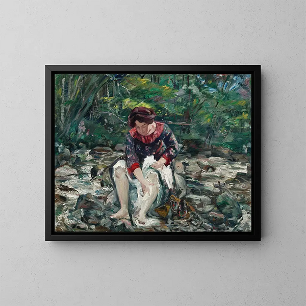 Pige i bækken - Lovis Corinth — indrammet kunstværk på væggen