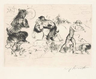 Satyres, en nymfe, en faun og en gruppe grise - Lovis Corinth — visning af kunstværket