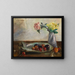 naturtro med blomster i en vase, en muslingeskal og frugt - Lovis Corinth — indrammet kunstværk på væggen