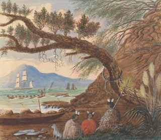 Lt Gen Charles Emilius Gold - View near Auckland Three Maoris and a Dog.webp